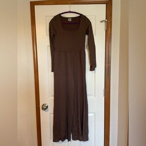 Long-Sleeve Brown Jumpsuit